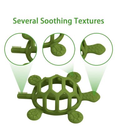 Bite Ring for Babies - BPA-Free Silicone & Natural Rubber Teething Toys - Non-Dropping Design Turtle Shape - 2 Pack (Green & Blue) for 0-12 Months - Buy Online on GoSupps.com