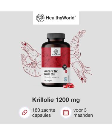 Be Healthy Group doo Krill Oil 1200 mg 180 Soft Capsules Omega3 + Astaxanthin Glutenfree Lactosefree and Without Artificial Flavors 3 Month Supply Support of Heart and Blood Vessels - Buy Online on GoSupps.com