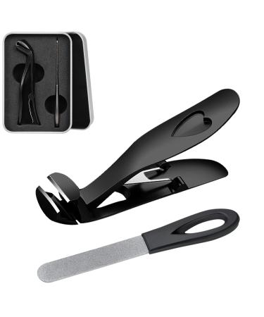 Cumulus Clipmaster Pro Angled Head Nail Clippers for Thick Nails for Seniors 2024 New Sharp Stainless Steel Nail Clippers for Thick Nails Ergonomic Angled Head Senior Toenail Clipper (Black Set)