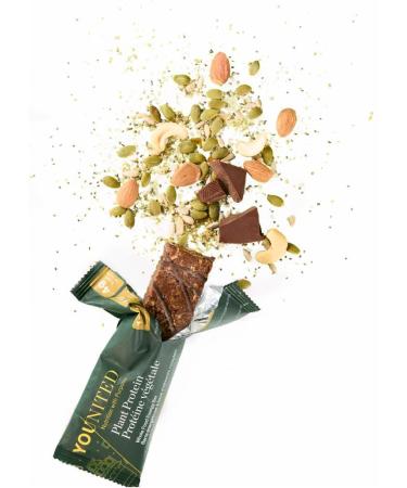 Vegan Protein Bars by Younited Wellness | With Real Food Ingredients and 16g of Protein | Boosts Energy | 10g of Fibre and Low in Sugar | Chocolate | 12 Bars per Box - Buy Online on GoSupps.com