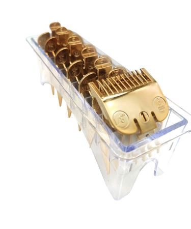 Professional Hair Clipper Guards Guides Gold Color Coded Cutting Guides #3170-400- 1/8 to 1 fits for most of W Clippers (Gold)
