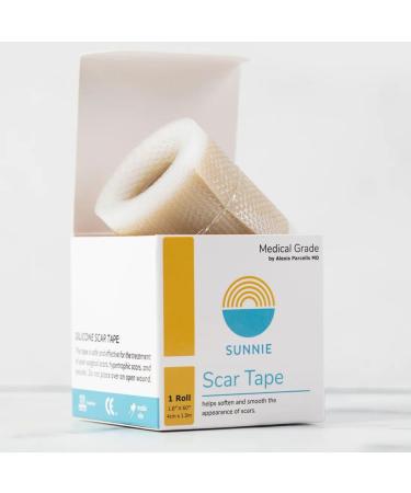SUNNIE ScarSmooth Medical Grade Silicone Scar Tape - Non-Irritation Pain Free Use for Surgical Scars C Section Burns & Acne Scars Protects Fragile Sensitive Skin During Scar Maturation (Medium)
