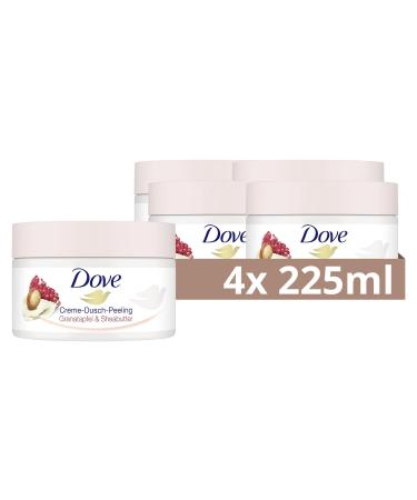 Dove cream-shower peeling pomegranate & shea butter scrub body peeling for smooth skin skin care with jojobawachs pearls 4x 225 ml body cream body lotion - Buy Online on GoSupps.com