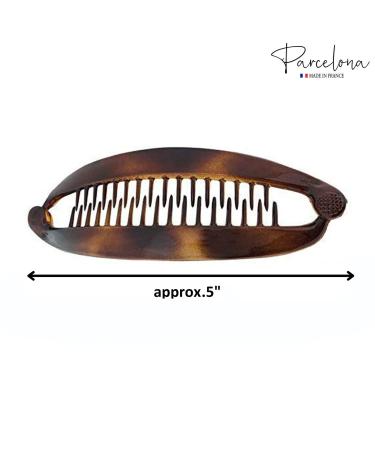 Parcelona French Curved Tortoise Shell Celluloid Ponytail Holder Banana Hair Clip Medium Size - No Slip Grip | Made in France - Buy Online on GoSupps.com