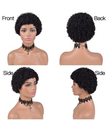 Short Afro Kinky Curly Human Hair Wig for Black Women - Pixie Cut, Natural Black Color - 100% Brazilian Virgin Hair - Buy Online on GoSupps.com