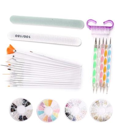 Nail Art Brushes Set Nail Art Painting Brush Dotting Pen Nail File Rhinestones Dust Brush Manicure Tool Set Nail Art with Nail Liner Brush Nail Dotting Pens - Buy Online on GoSupps.com