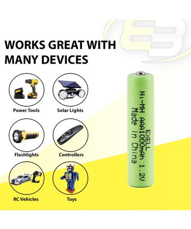 Buy (3-PACK) Exell 1.2V Nickel-Metal Hydride Rechargeable AAA Batteries - 1000 mAh Replacement for Radios & Tech Devices - International Shipping Available - Buy Online on GoSupps.com