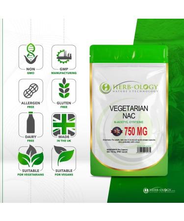 Herb-Ology N Acetyl Cysteine NAC Supplement - 120 Vegetarian Capsules | 750mg per Capsule | Made in UK | N-Acetylcysteine Supplement - Buy Online on GoSupps.com