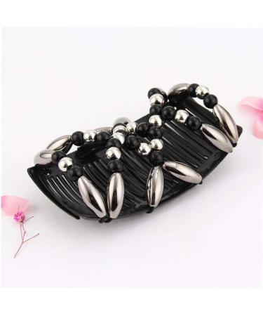 Beads Hair Combs Magic Elastic Hair Clips Stretchy Hair Comb Double Clips for Women Girls Hair Accessory - Buy Online on GoSupps.com