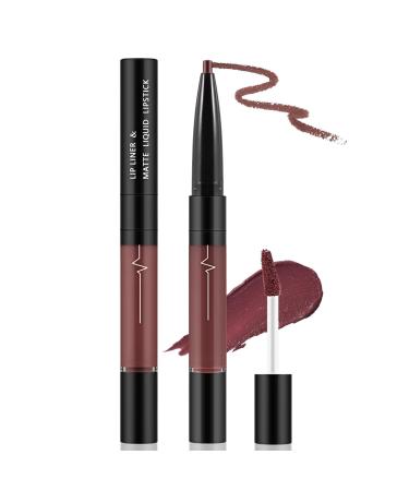 2 In 1 Matte Lip Gloss and Lip Liner Waterproof Lipstick Highly Pigmented Lip Sticks Quick Drying Dual-Ended Lip Sticks # 009