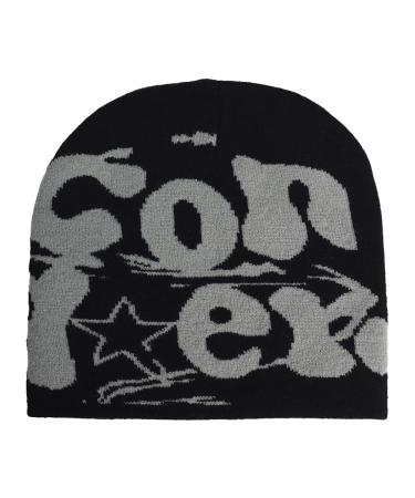 Gehanico Beanie Hat Letter Print Beanies MEA Y2K Beanies Beanie Knit Hat for Woman Men Slouchy Beanies and Knit Beanies for Unisex One Size Black-C