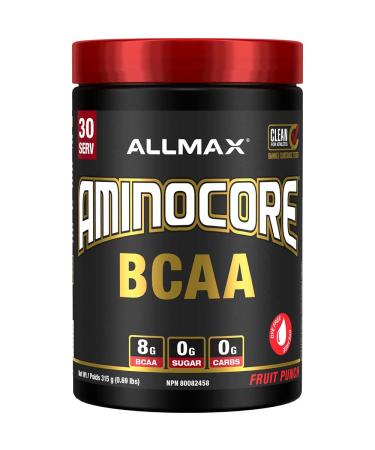 ALLMAX Nutrition Aminocore Bcaa - 8g Bcaas - 100% Pure Branch Chained Amino Acids - Gluten Free 315 gram Fruit Punch Fruit Punch 30 Servings (Pack of 1) 8g Bcaas
