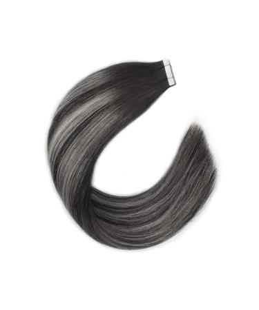 Sixstar Hair Invisible Tape Extensions - 20 Pieces 50g 20 Inches - Thick Remy Hair Silky Smooth #1BT1B-Silver - Buy Online on GoSupps.com