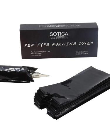 SOTICA Tattoo Pen Covers 200PCS - Waterproof Disposable Black Bags for Machine Pen - 200 Clear Sleeves Included - Buy Online on GoSupps.com