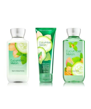 Bath & Body Works Signature Collection Cucumber Melon 3 Piece Gift Set: Body Cream Shower Gel & Body Lotion