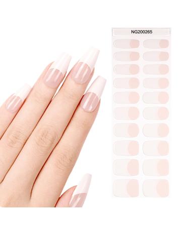 French Semi Cured Gel Nails Strips 20 Stickers Nail Wraps Soft Self-Adhesive Gel Nail Stickers Salon-Quality Gel Nail Strips for Nails French Tip Manicure UV/LED Lamp Required (French-265) - Buy Online on GoSupps.com