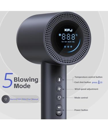 KFJ Ionic Hair Dryer - 1500W High Speed 110 000 RPM Motor | Lightweight Low Noise & Thermal-Control for Home/Travel (Dark Grey - Buy Online on GoSupps.com
