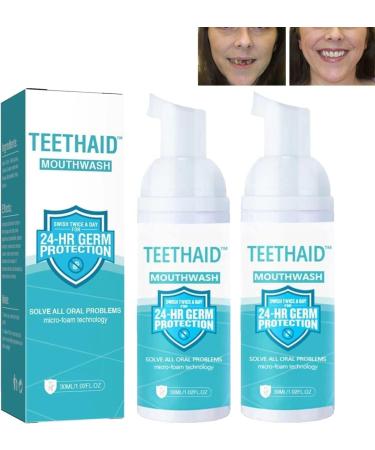 Teethaid mouthwash Teeth Whitening Foam toothpaste tooth white foam toothpaste oral care removal of tartar prevention and treatment of caries elimination of bad breath (2PC-30ml)