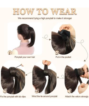MORICHY Ponytail Extension 14Inch Synthetic Natural Wavy Ponytail Extension Hair Wrap Around Pony Tail Hair Extensions for Women Girls Black Brown Color (Brown Black) 14Inch Black Brown - Buy Online on GoSupps.com