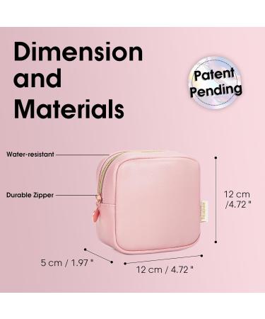 Wandering Nature Small Makeup Bag - Eco Vegan Leather Mini Cosmetic Pouch for Women, Pink (Patent Pending) - Buy Online on GoSupps.com