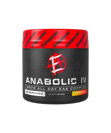 Enhanced Labs - Anabolic IV Grow All Day EAA & BCAA Complex - Amino Acid Supplement Powder - for Men & Women - for Improved Muscle Gain & Recovery Time - Tropical Flavor (60 Servings)