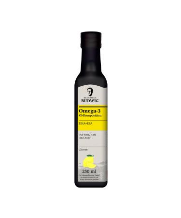 Dr.Budwig Omega 3 DHA+EPA lemon (250 ml) - linseed oil and omega 3 algae oil - Omega 3 high (EPA DHA) - Algae oil Omega 3 vegan liquid omega 3 oil omega 3 for children lemon 250 ml (1 Pack)