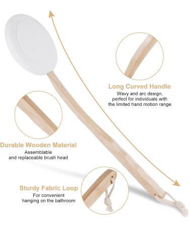 URAQT Lotion Applicator for Back - 7 Piece Set with Body Brush & Scrubber - Long Wooden Handle with 4 Pads - Bath Brush and Hook Included - Buy Online on GoSupps.com