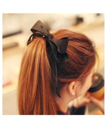 Cimenexe Vintage Black Bow Hair Clips Bow Hair Barrettes Black Bow Tie Hair Clip Barrette Ribbion Bow Knot Hair Clip Silk Headpiece French Hair Accessory for Women and Girls