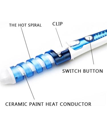 Electric Hair Curler - Portable Spiral Waver Stick | Ceramic Curling Wand for Wet & Dry Hair - Rapid Temperature & Anti-Hot Design (Blue - Buy Online on GoSupps.com