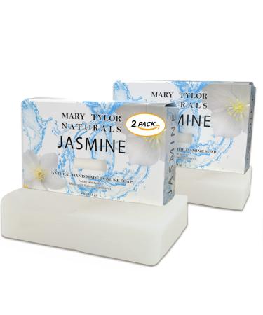 Mary Tylor Naturals Jasmine Soap 2 Pack Natural Handmade Cruelty Free & Non-GMO Relaxing Aroma Rejuvenate skin and Hair 4 oz Bar