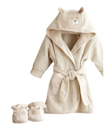 Natures Purest Bathrobe and Slippers 0 - 6 months