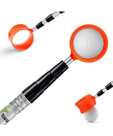 ToVii Golf Ball Retriever, 9ft 12ft 15ft 18ft Aluminum Alloy Shaft Golf Ball Retriever Telescopic with Premium Nylon Cup Ball Retriever Tool Golf Retriever, Golf Accessories Golf Gift for Men Women 18ft new handle Orange