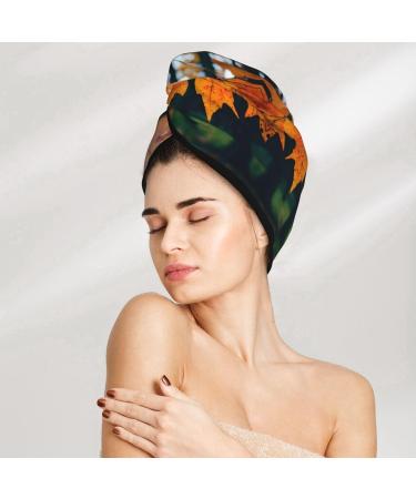 Autumn Pattern SamLng Coral Velvet Dry Hair Cap - Ideal for Home Travel Pool Parties & More | International Shipping - Buy Online on GoSupps.com