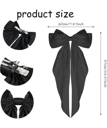 BAIYSFFG Big Bow Hair Clips with Long Silky Satin 2PCS Solid Color French Barrette Simple Hair Fastener Accessories for Women Girls Black White - Buy Online on GoSupps.com