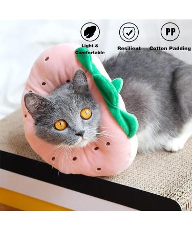 Adjustable Cat Collar - Soft Protective Cone for Wound Healing & Safety | Anti-Bite Comfort for Cats Dogs & Kittens - Strawberry Design - Buy Online on GoSupps.com