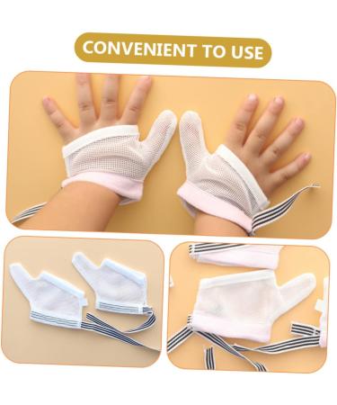 Healifty 2 Pairs Anti-Eating Gloves for Children | Baby Hand Mittens Thumb Protector | Nail Biting Stop Guard Mesh Glove Protection | Infant Products in Pink Black - 12x7.5x0.5cm - Buy Online on GoSupps.com