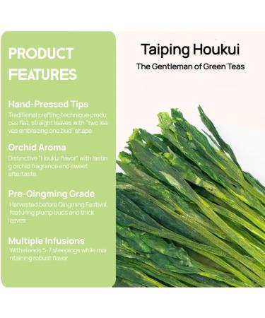 HQZM Premium TaipingHoukui Green Tea 100g 353ozLoose Leaf Tea Orchid Scent Sweet Aftertaste Ideal for Gifting - Buy Online on GoSupps.com