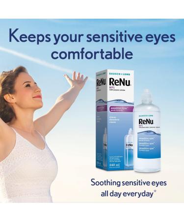 ReNu Multi-Purpose Contact Lens Solution 3 x 240ml - Soft Contact Lenses for Comfortable Wear - Gentle on Sensitive Eyes - Clean Disinfect Rinse Lubricate and Store your Lens - Lens Case Included 240 ml (Pack of 3) - Buy Online on GoSupps.com