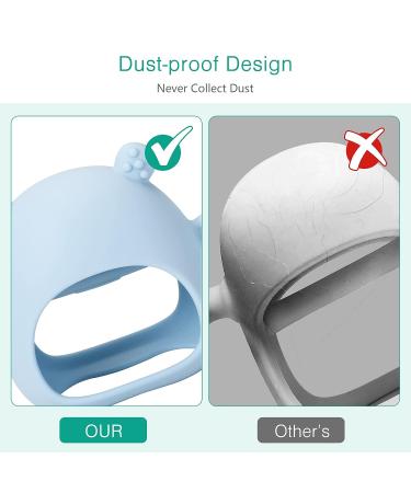 ORIA Silicone Baby Teether - Bear Buddy Teething Toy & Anti-Drop Mitten - Morandi Blue | Infant Chew Relief - Buy Online on GoSupps.com