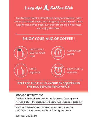 Lazy Ape Coffee Club Intense Roast 50 Coffee Bags - 50 Count (Pack of 1) - Buy Online on GoSupps.com