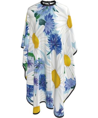 Professional Haircut Cape - Flower Chamomile Blue & White Adjustable Hairdressing Salon Apron - Buy Online on GoSupps.com