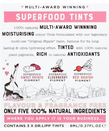 Dr.Lipp Superfood Tint 4-In-ONE Lip Gloss Tint Cheek Blush Eye Gloss 3-Pack 100% Natural 8ml - Buy Online on GoSupps.com