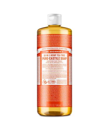 Dr. Bronner s - Pure-Castile Liquid Soap (Tea Tree  32 ounce) - Made with Organic Oils  18-in-1 Uses: Acne-Prone Skin  Dandruff  Laundry  Pets and Dishes  Concentrated  Vegan  Non-GMO 32 oz - Buy Online on GoSupps.com
