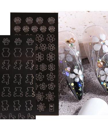 Reusable Airbrush Nail Stickers Stencil - 24 Sheets for DIY Nail Art Designs - French Butterfly Flower Heart Moon Star Christmas Decals - Self-Adhesive Template Tool - Buy Online on GoSupps.com