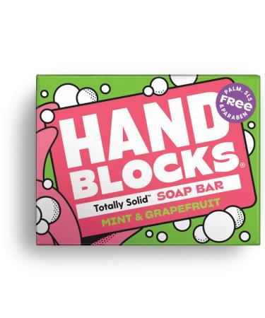 Hand Blocks: Mint & Grapefruit - Cold Processed Natural Soap Bars - Plastic Palm SLS SLES & Paraben Free