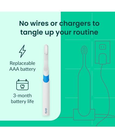 Buy Quip Sonic Toothbrush for Adults - Soft Bristle Timer Extra Brush Head & Travel Cover - Blue | International Shipping Available - Buy Online on GoSupps.com