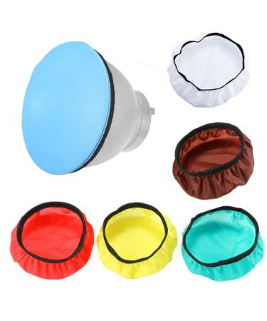 Light Diffuser Sock 7" 180mm 6 Pack Compatible for Godox AD-R6, Studio Strobe Bowen Mount Standard Reflector, Red Yellow Blue Brown Green and White