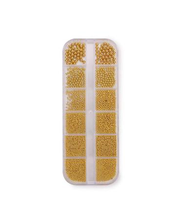 0.6mm Mini Small Nail Beads Stainless Steel Mini Small Stainless Steel Beads Nails Art Decorations Gun Grey Rose Gold Caviar DIY Tool Nail Studs Accessories Caviar Beads for Nails 6Size (Gold)