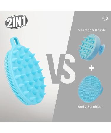 FREATECH 2-in-1 Silicone Body Scrubber - Bath Shower Brush & Scalp Massager for Deep Cleanse - Lathers Well - Easy to Clean - Long-lasting - Light Blue - Buy Online on GoSupps.com