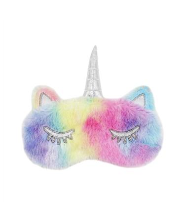 RARITYUS Cute Unicorn Sleep Eye Mask for Sleeping Soft Plush Eyeshade for Women Girls Kids Home Sleeping Traveling Colorful
